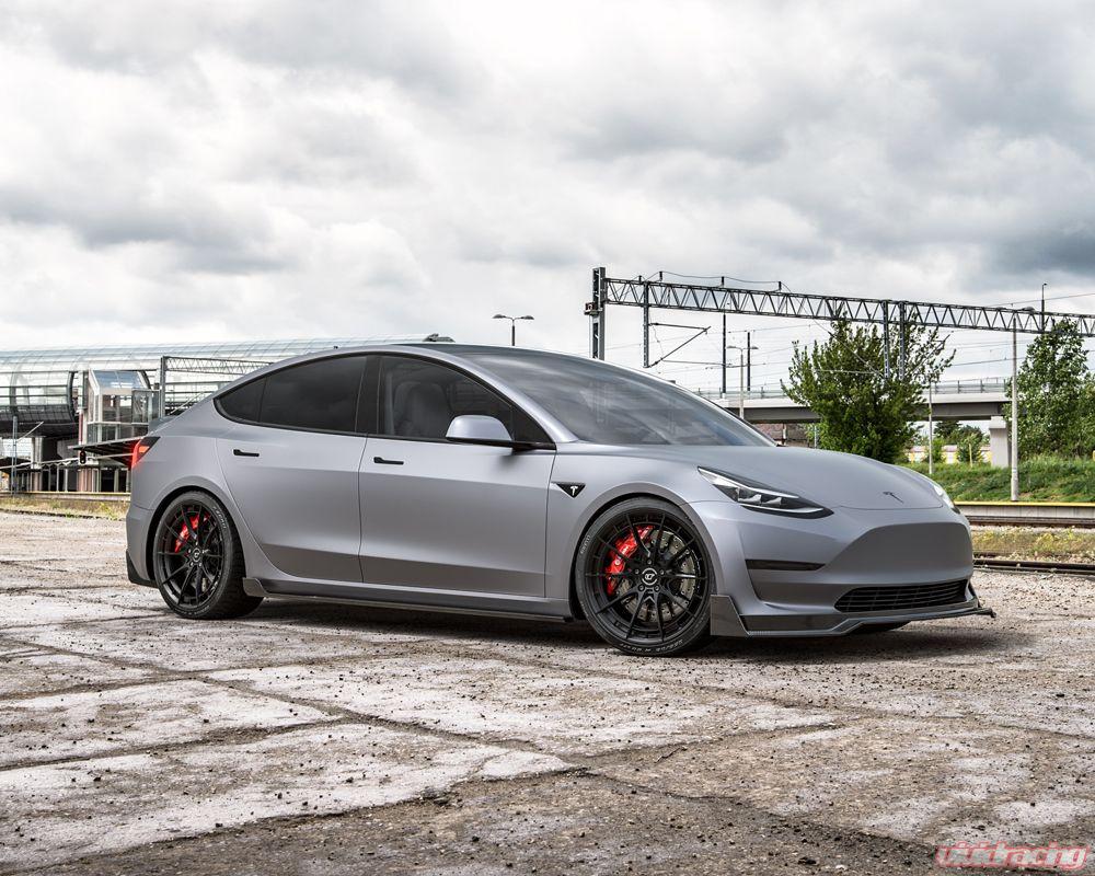 Tesla model 3 grey outlet with black rims